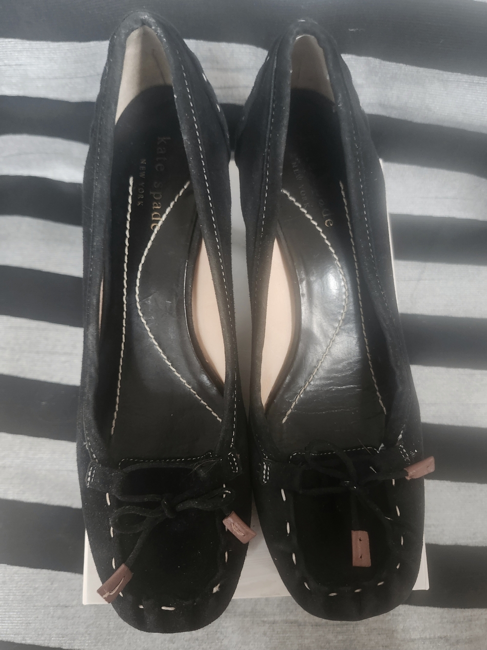 Kate Spade Laney Black Suede Shoes with Kitten Heels Size 6.5
